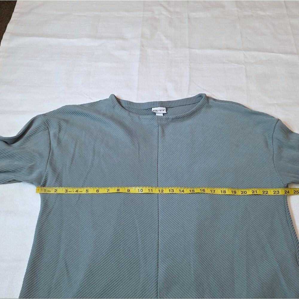 Ava & Viv Light Sage Green Ribbed 3/4 Sleeve Top Size 1X - Picture 8 of 8